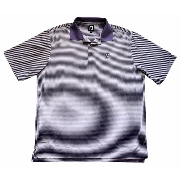 FootJoy FJ Men's Purple And White Stripe Collared Golf Polo Shirt Size XL - Picture 2 of 11